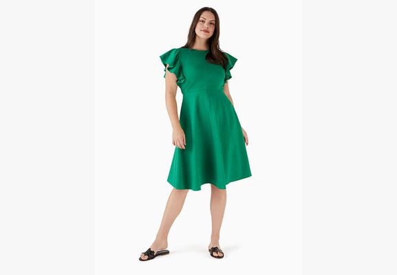 Kate Spade Ponte Flutter-Sleeve Dress, Green Bean