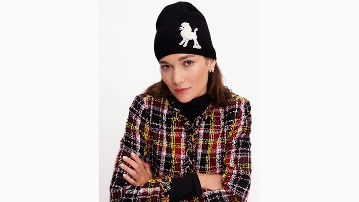 Kate Spade Poodle Embellished Beanie, Black