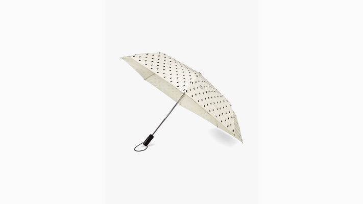 Kate Spade Rain Drop Travel Umbrella, Black/Cream