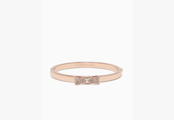 Kate Spade Ready Set Bow Pave Bow Bangle, Clear/Rose Gold