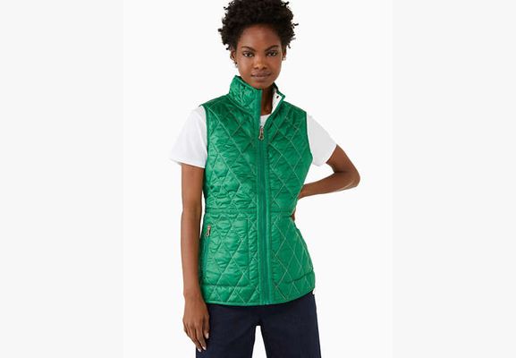 Kate Spade Reversible Quilted Vest, Green/cream