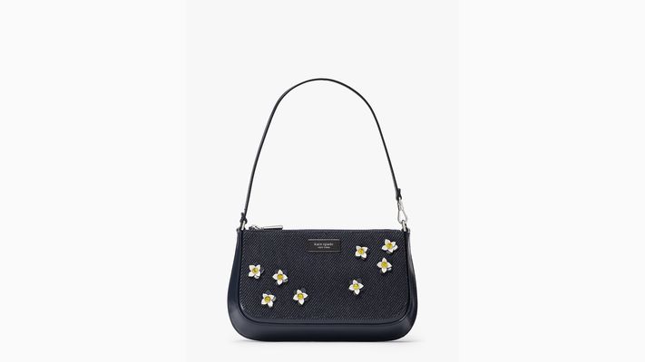 Kate Spade Sam Icon Floral Embellished Denim Mini Pochette, Indigo