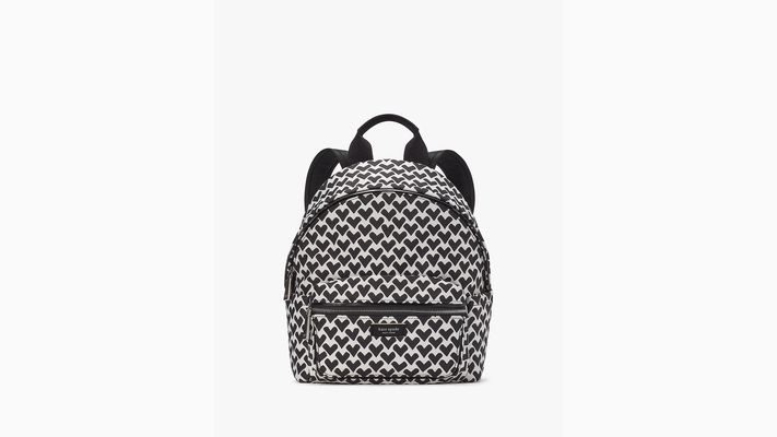 Kate Spade Sam Icon Modernist Hearts Jacquard Small Backpack, Black/Cream