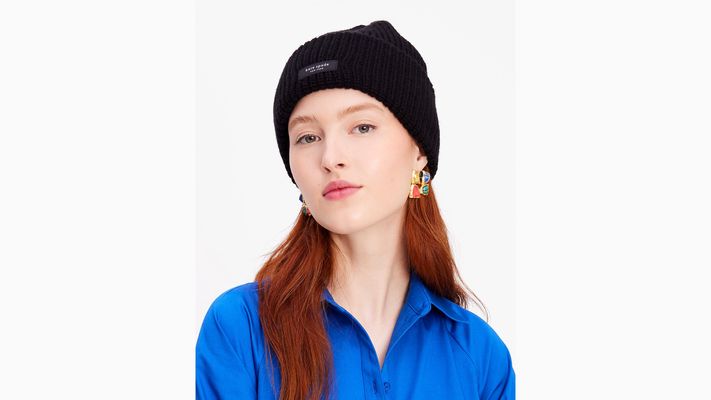 Kate Spade Sam Label Cuff Beanie, Black