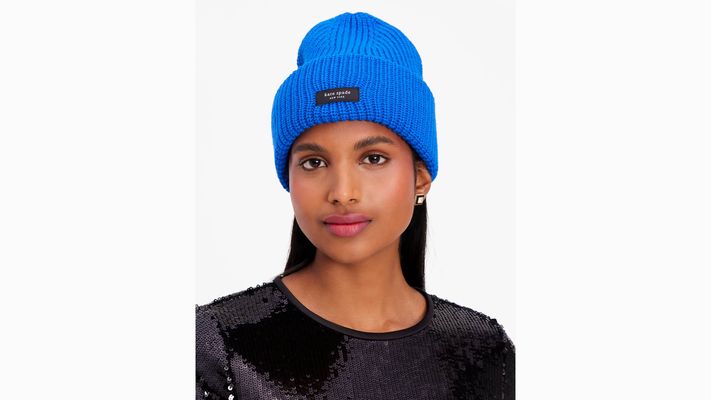 Kate Spade Sam Label Cuff Beanie, Stained Glass Blue