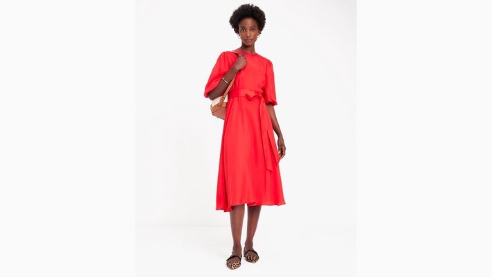 Kate Spade Silk-Blend Matinee Dress, Engine Red