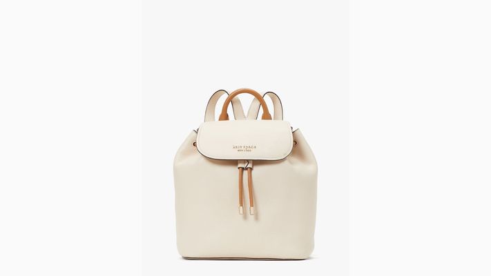 Kate Spade Sinch Pebbled Leather Medium Flap Backpack, Milk White