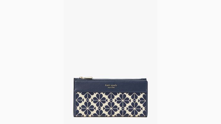 Kate Spade Spade Flower Jacquard Zip Slim Wallet, Bluecolor