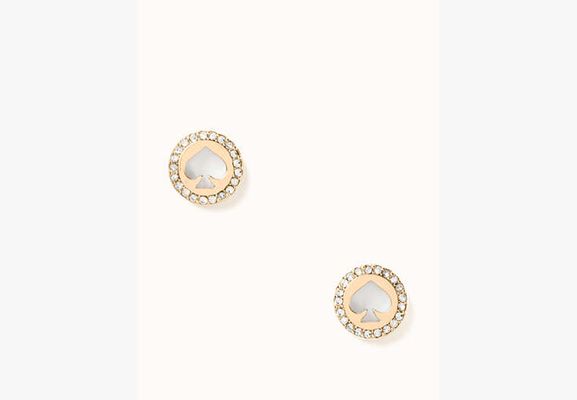 Kate Spade Spot The Spade Pave Halo Spade Studs, Clear/gold