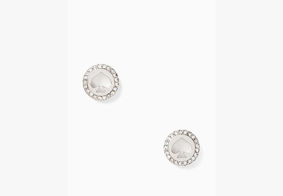Kate Spade Spot The Spade Pave Halo Spade Studs, Clear/silver