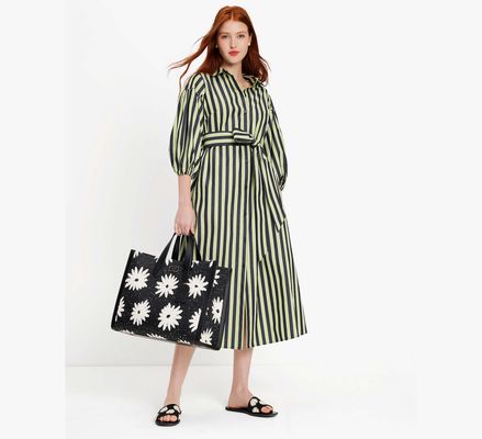 Kate Spade Springtime Stripe Shirtdress, Wasabi/Black/Verte