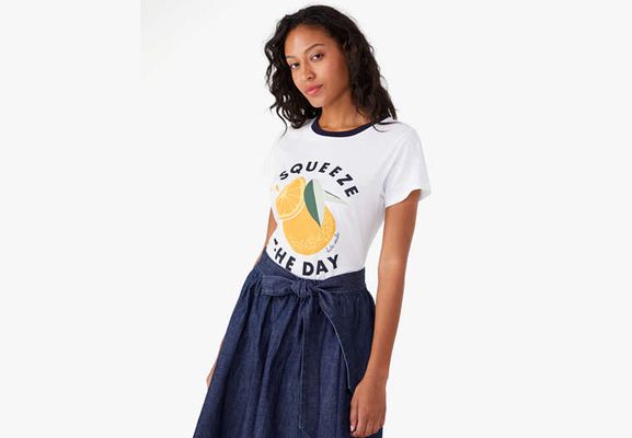Kate Spade Squeeze The Day Citrus Tee, Fresh White