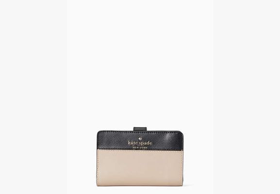 Kate Spade Staci Medium Compact Bifold Wallet, Warm Beige Multi