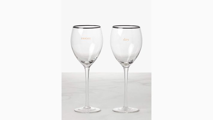 Kate Spade Sweet & Dry Wine Glass Set, Clear