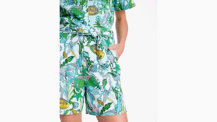 Kate Spade Under The Sea Tie-Waist Shorts, Low Tide