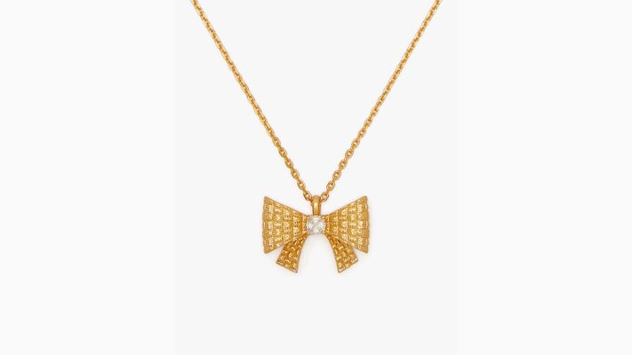 Kate Spade Wrapped In A Bow Mini Pendant, Clear/Gold