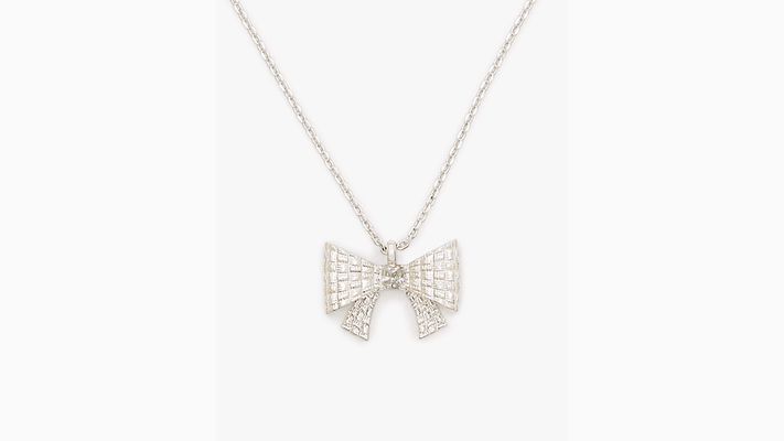 Kate Spade Wrapped In A Bow Mini Pendant, Clear/Silver