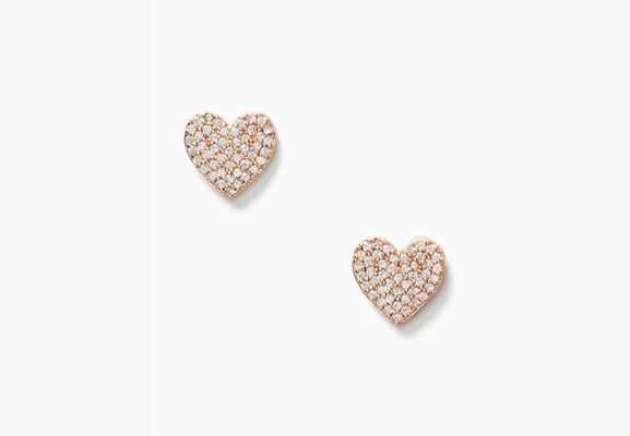 Kate Spade Yours Truly Pave Heart Studs, Clear/Rose Gold