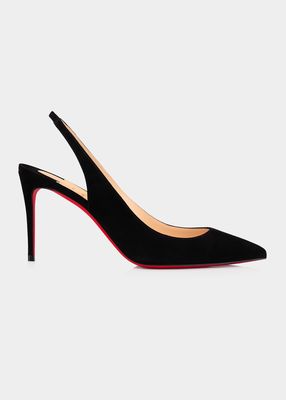 Kate Suede Red Sole Slingback Pumps