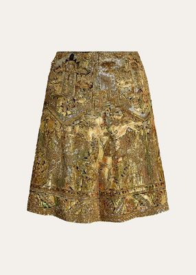 Kathleen Embroidered Silk Mini Skirt