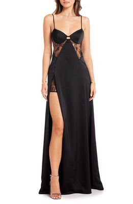 Katie May Ariana Backless Lace Panel Gown in Black