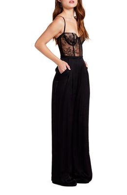 Katie May Tink Lace Corset Bodice Wide Leg Jumpsuit in Black
