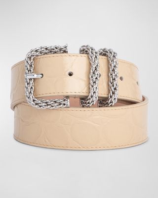 Katina Maci Croc-Embossed Leather Belt