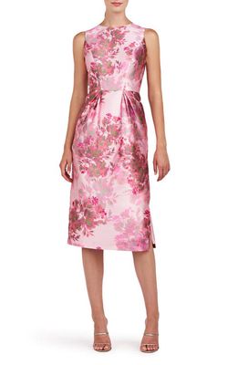 Kay Unger Adriana Floral Sleeveless Satin Sheath Dress in Vivid Berry at Nordstrom, Size 16