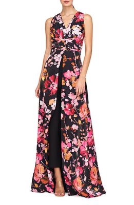 Kay Unger Arlo Floral Maxi Jumpsuit in Saffron/Black 