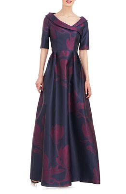 Kay Unger Coco Gown in Carbon/Boysenberry
