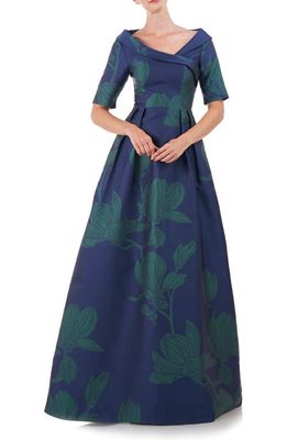 Kay Unger Coco Gown in Marine Blue/Jade
