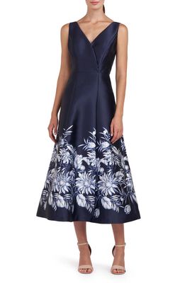 Kay Unger Hattie Floral A-Line Cocktail Dress in Dark Navy at Nordstrom, Size 14