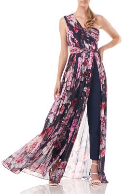Kay Unger Layla Floral Wrap Maxi Romper in Midnight Multi
