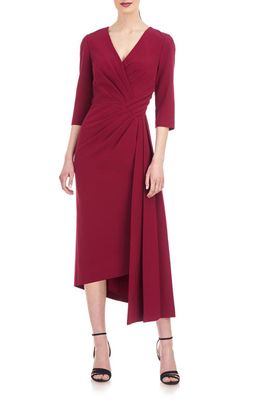 Kay Unger Leena Pleated Midi Dress in Crimson