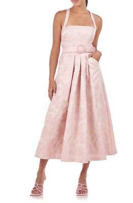 Kay Unger Morgana Tea Length Midi Dress in Pink Mauve