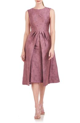 Kay Unger Norma Pleated Floral Embroidered Cocktail Dress in Primrose