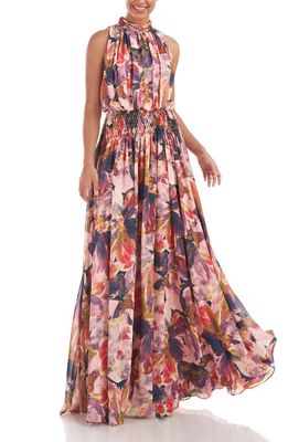 Kay Unger Seraphina Floral Chiffon Maxi Dress in Rosette Multi