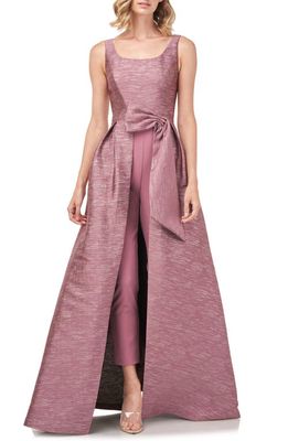 Kay Unger Sophie Shangtung Jacquard Maxi Romper in Wood Rose