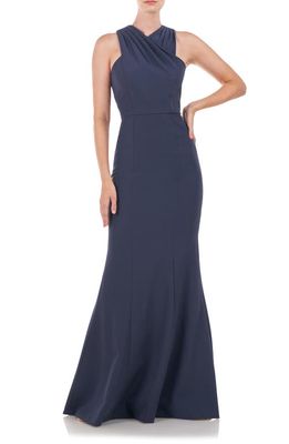 Kay Unger Talia Mermaid Gown in Prussian Blue