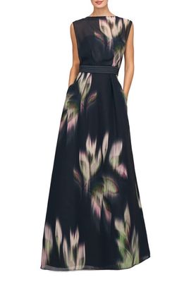 Kay Unger Tess A-Line Gown in Black/Green