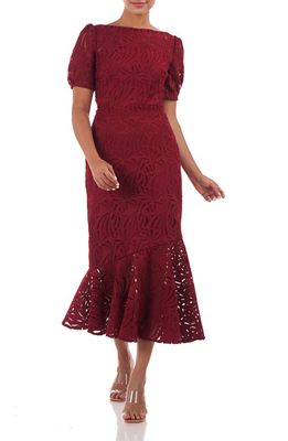 Kay Unger Zoey Lace Mermaid Dress in Crimson