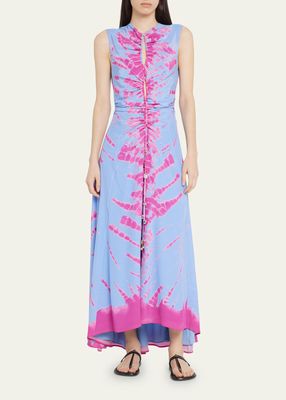 Kaya Tie-Dye Cutout Ruched Dress