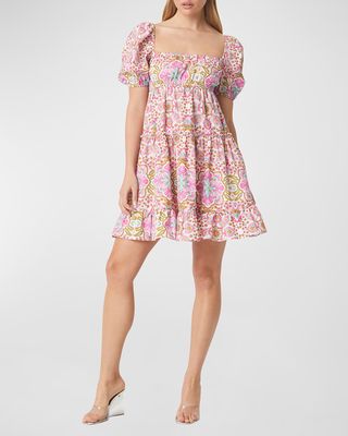 Kayla Smocked Chiffon Tiered Mini Dress