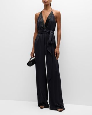 Kayla Wide-Leg Satin Jumpsuit