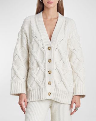 Kayln Cable-Knit Button-Down Cardigan