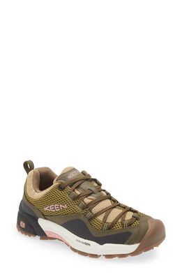 KEEN Wasatch Crest Vent Waterproof Hiking Shoe in Olive Drab/Pink Icing