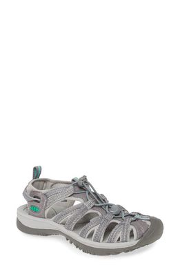 KEEN 'Whisper' Water Friendly Sport Sandal in Grey/Peacock Green Fabric