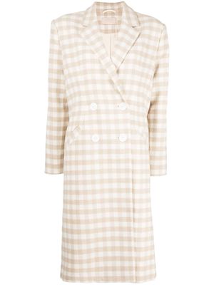 Keepsake The Label gingham-check double-breasted coat - Brown