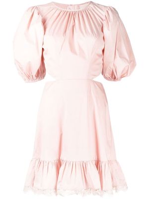 Keepsake The Label lace-trim puff-sleeves dress - Pink