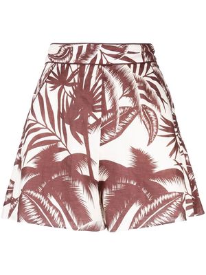 Keepsake The Label palm-print linen shorts - Brown